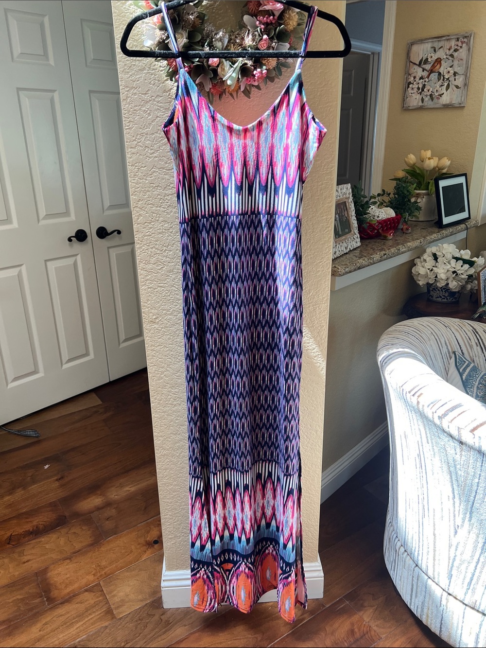 Multi-Color Maxi Dress - Vibrant Pink & Blue